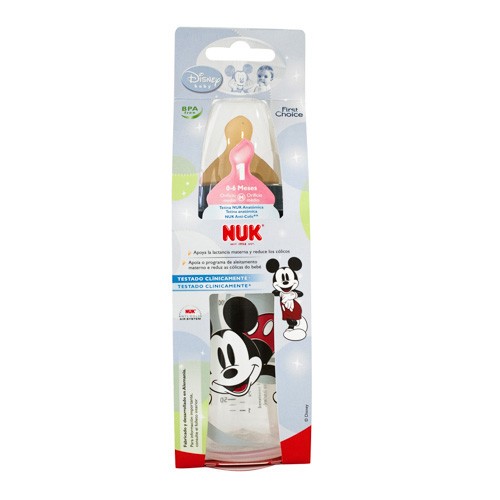 Imagen de Nuk Pack Biberon mickey + Mouse-Tetina latex boca ancha 300ml
